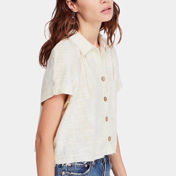 Free People Tops - Free People Away at Sea Striped Frayed Hem Shirt